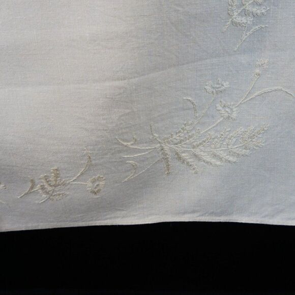 Tablecloth Vintage Unbleached Linen Hand Embroidered Beige 34 x 32 Card Table Sz - Picture 10 of 10